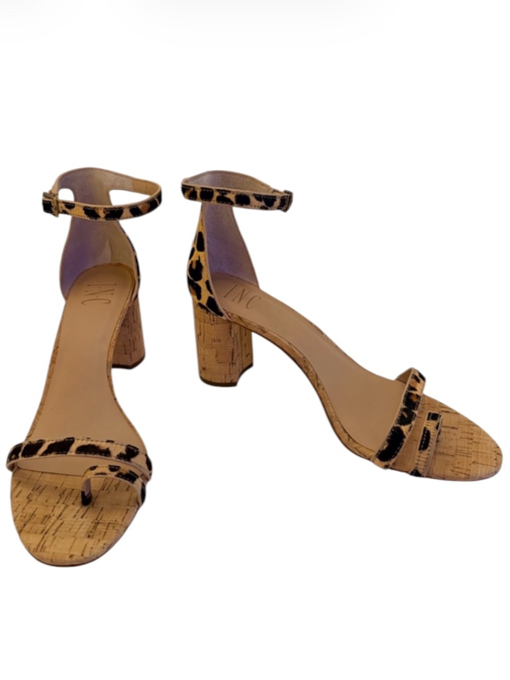 INC International Concepts Leopard Print Cork Heels Size 8 1/2